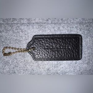 Coach Black Leather Tag with Gold Chain